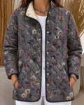 Margaret | Gray Quilted Jacket with Tiny Florals