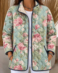 Patricia | Mint Green Quilted Jacket with Roses