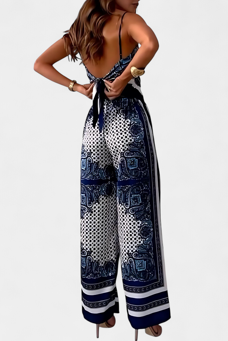 Louisa Paisley Set: Bandeau Top and Wide-Leg Pants