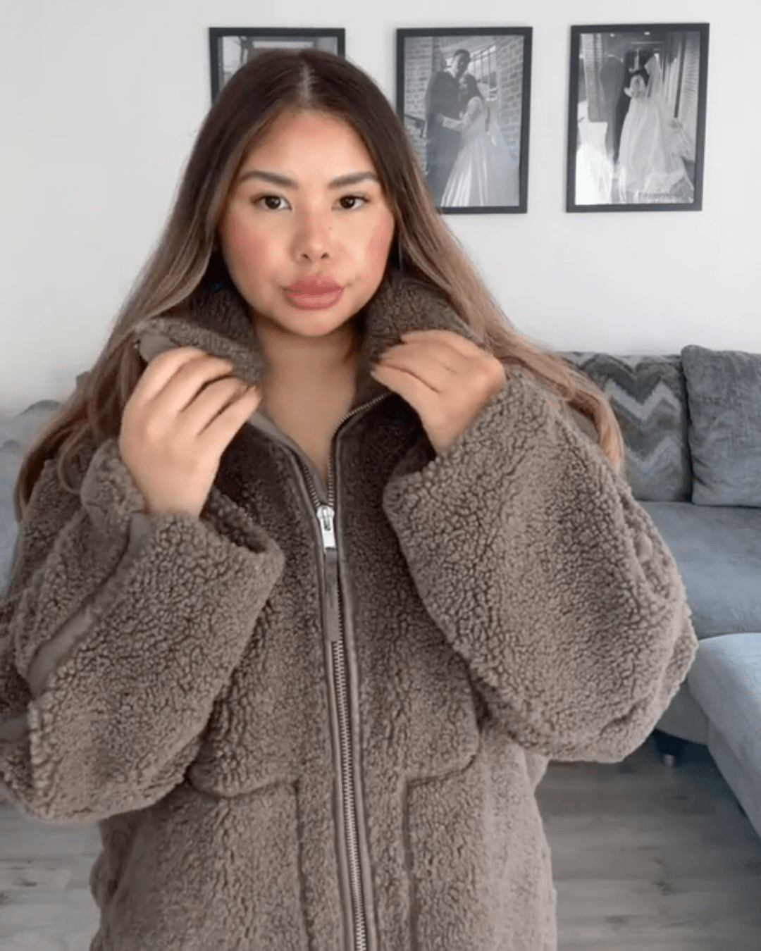 Amanda | Oversized Teddy Jacket with Stand Collar