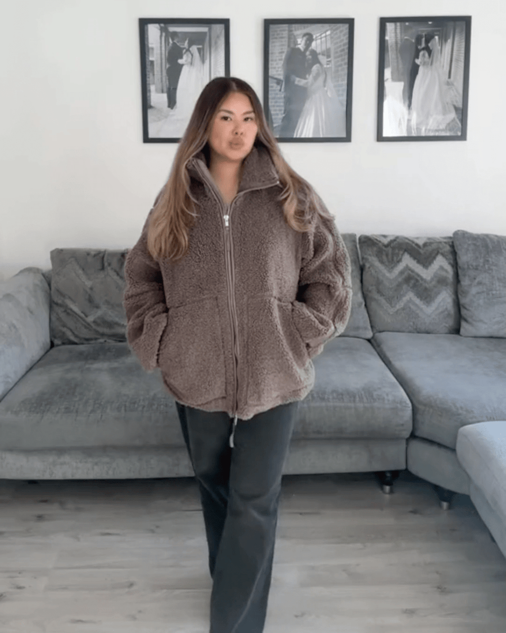 Amanda | Oversized Teddy Jacket with Stand Collar