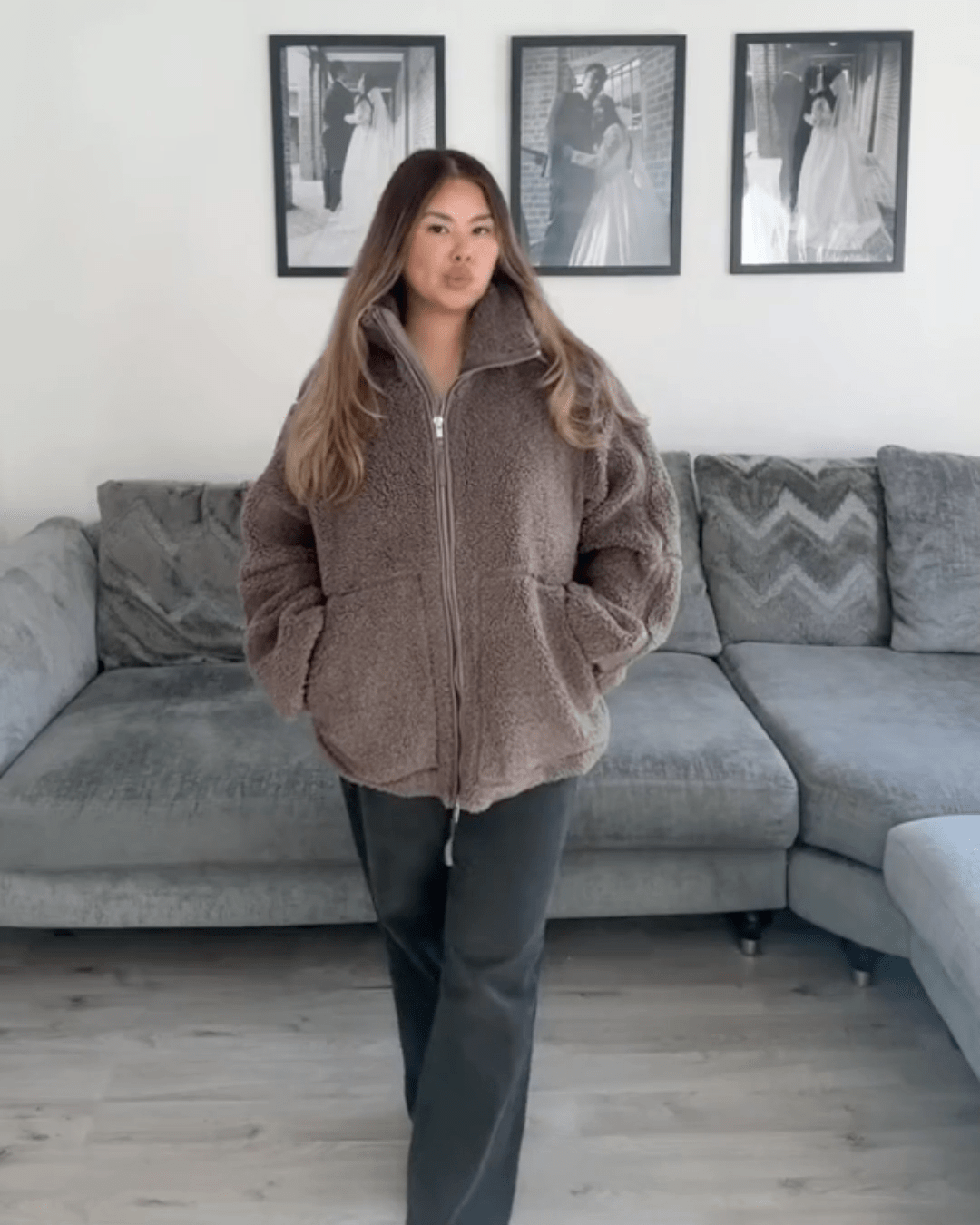 Amanda | Oversized Teddy Jacket with Stand Collar