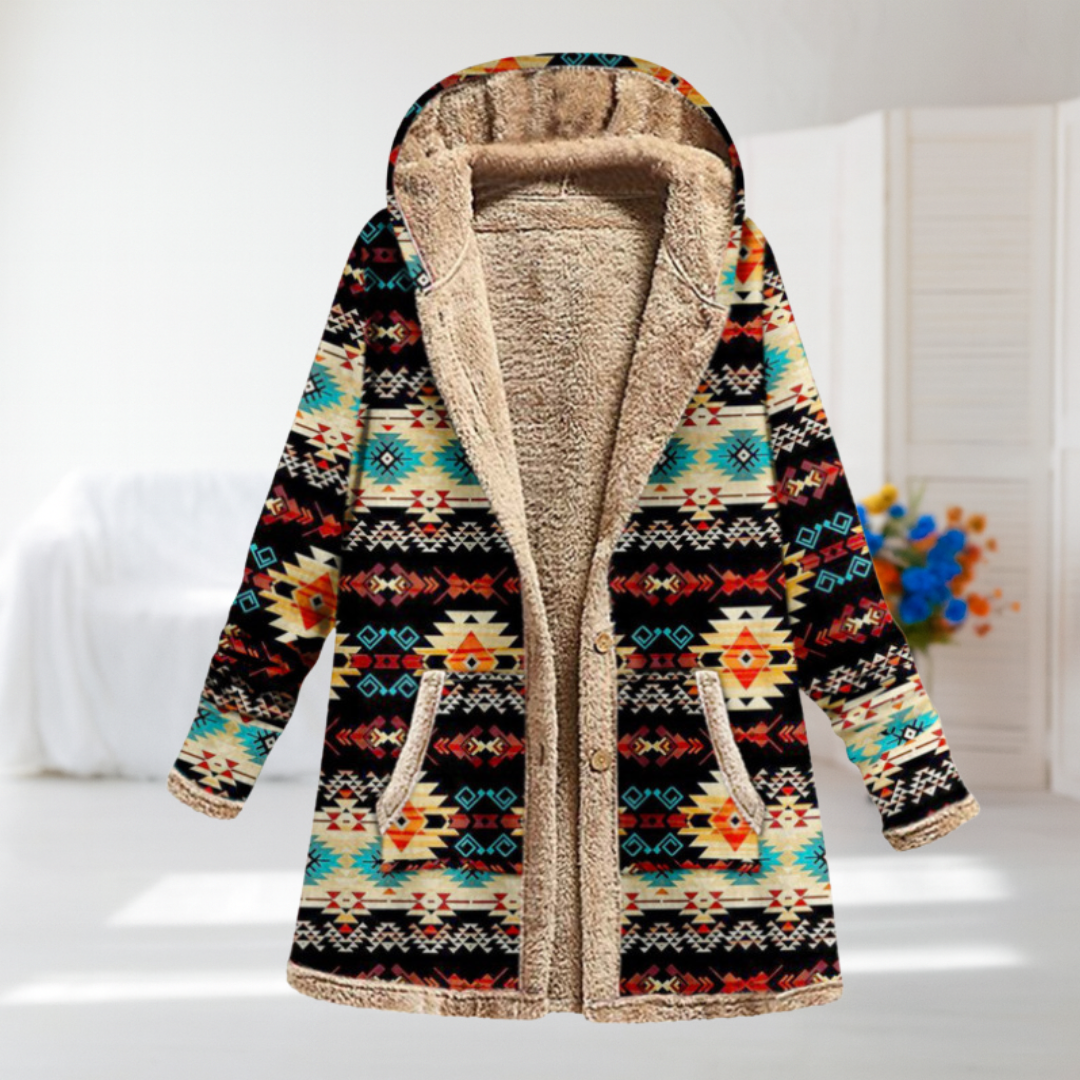 Riley | Black Patchwork Hooded Fleece Jacket