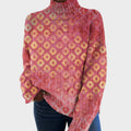 Lynette | Artistic Print Turtleneck Sweater