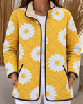 Sandra | Yellow Daisy-Print Quilted Jacket