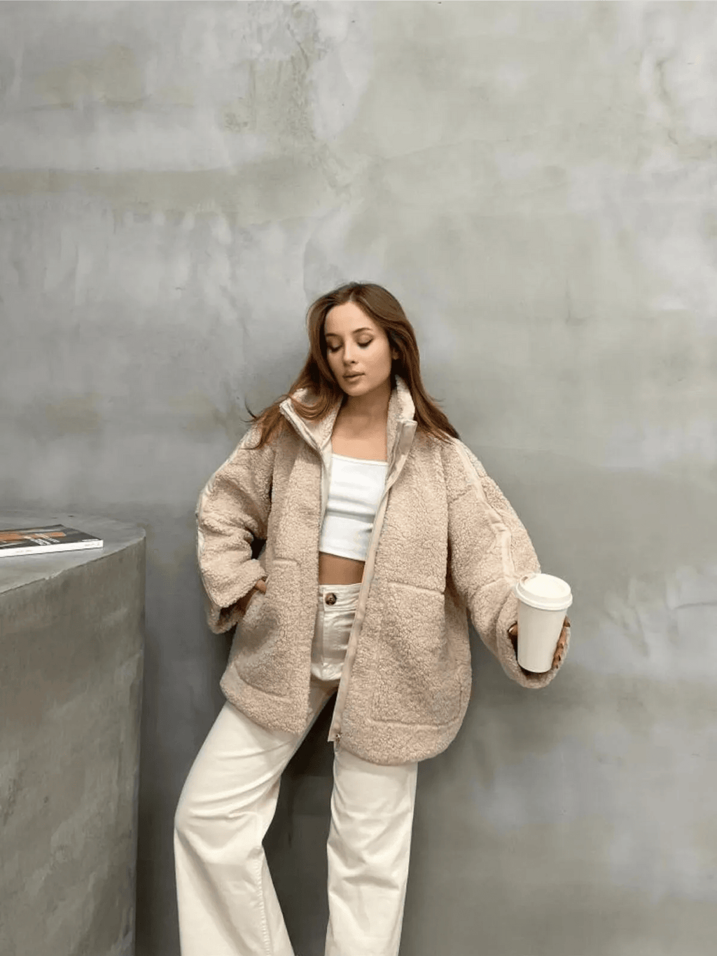 Amanda | Oversized Teddy Jacket with Stand Collar