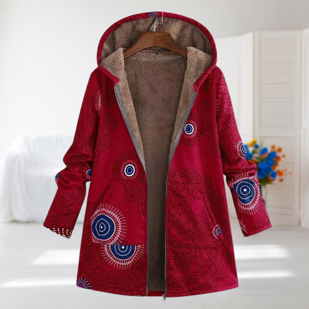 Kennedy | Red Patterned Fleece Coat
