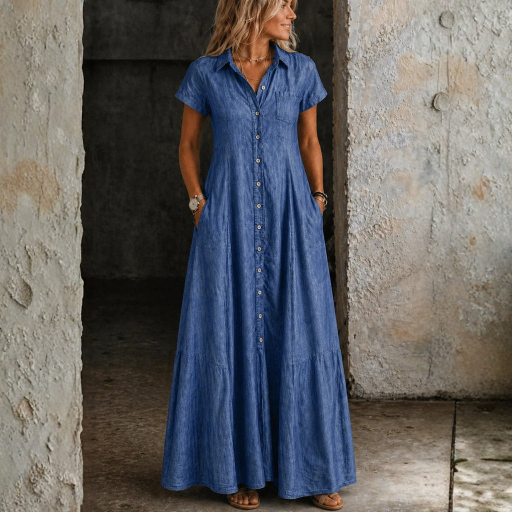 Eliza | Long Denim Dress