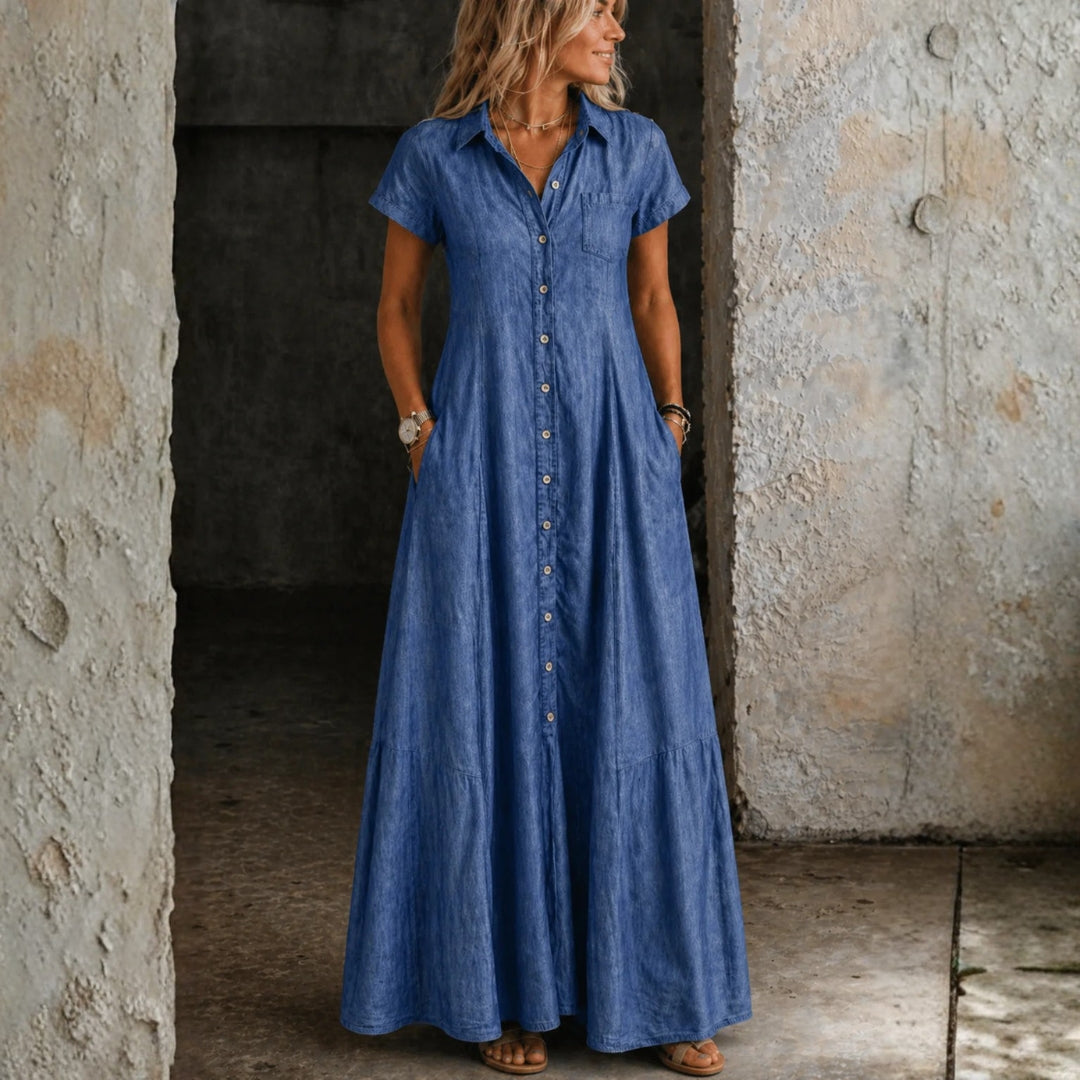 Eliza | Long Denim Dress