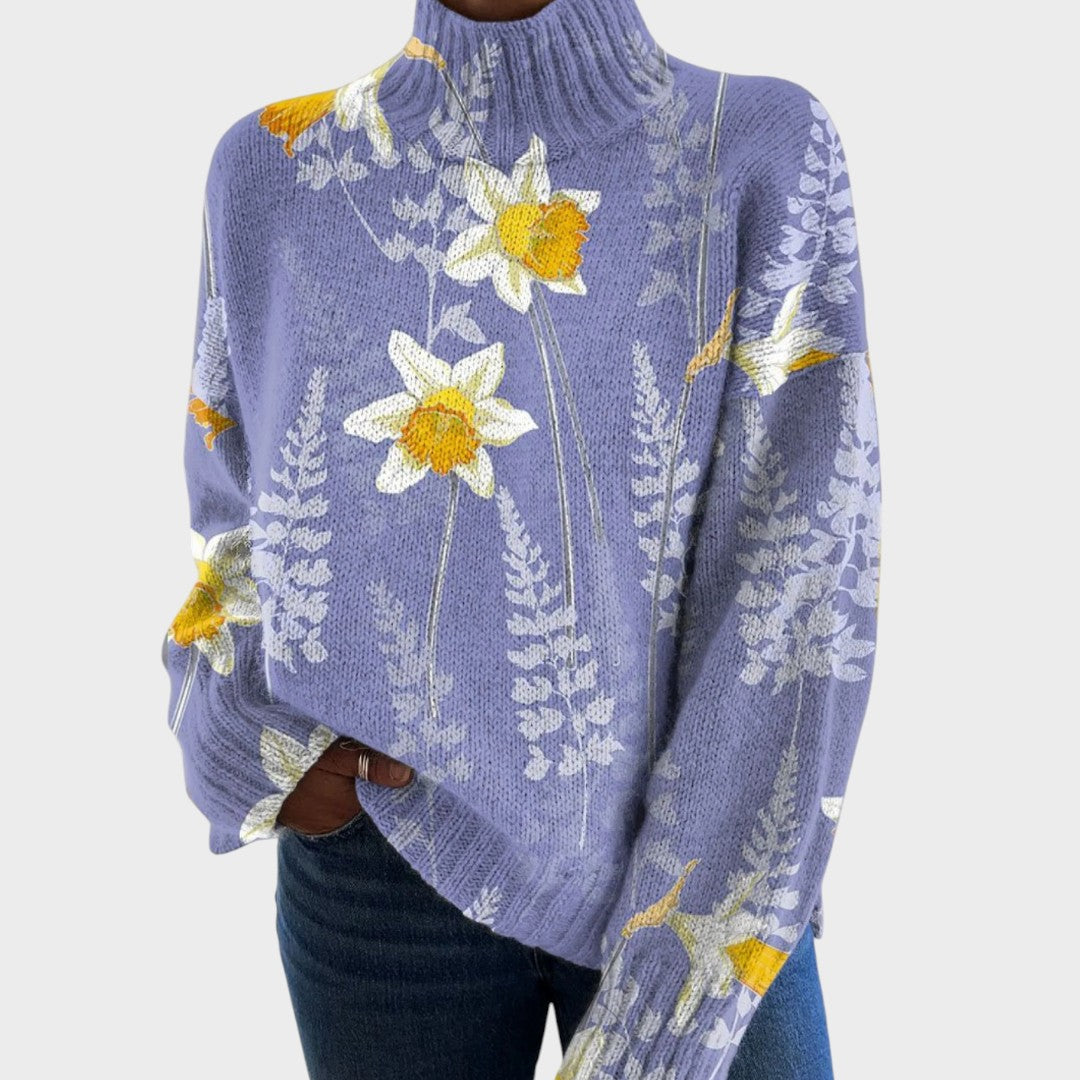 Loretta | Artistic Print Turtleneck Sweater