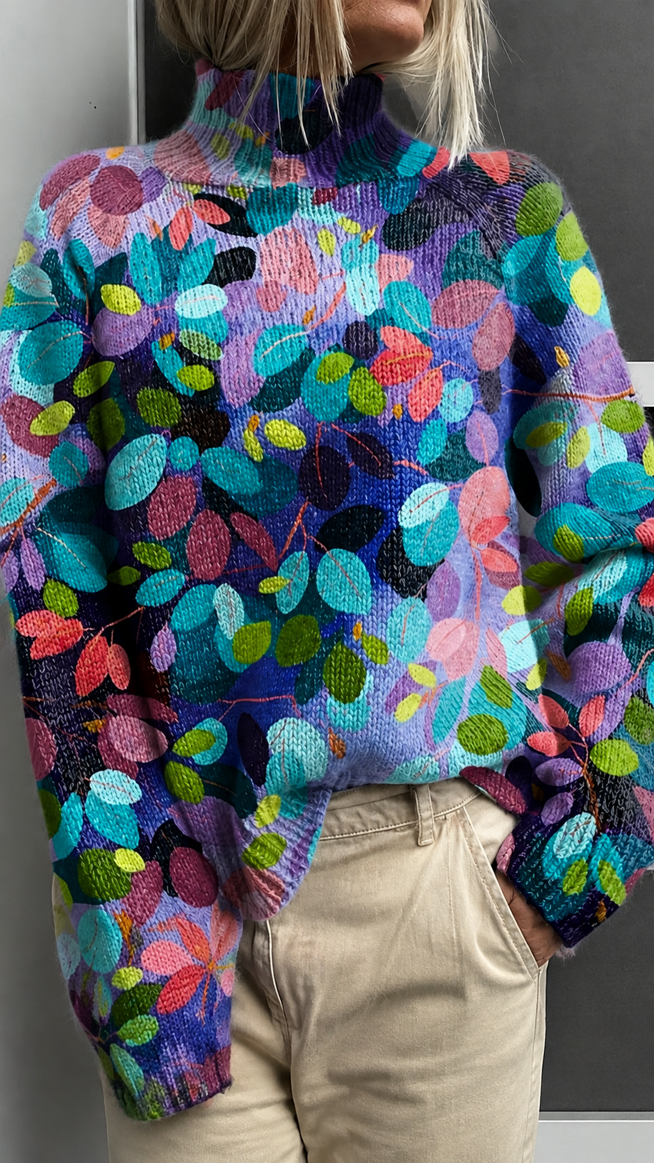 Multicolored Turtleneck Sweater