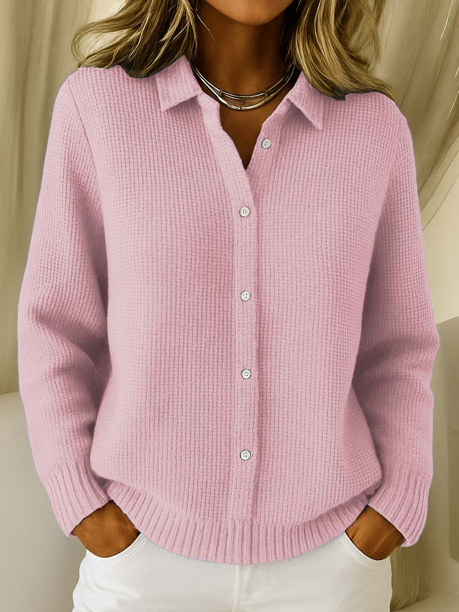 Marisse | Pink Button-Up Knit Cardigan