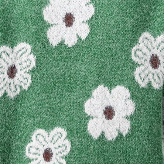 Judith | Floral Cable-Knit Quarter-Zip Sweater