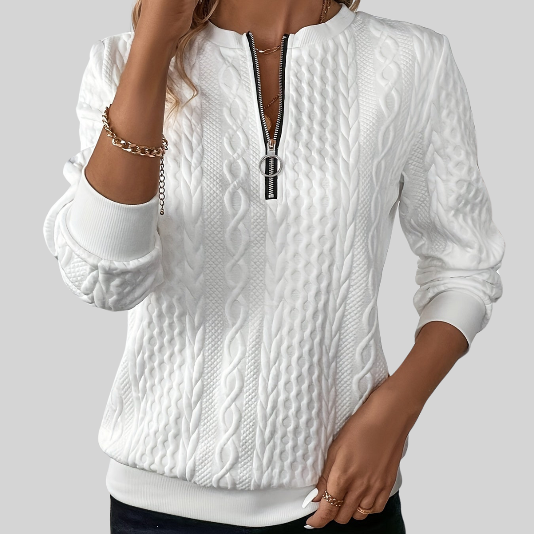 Elke | Zip-Front Knit Sweater