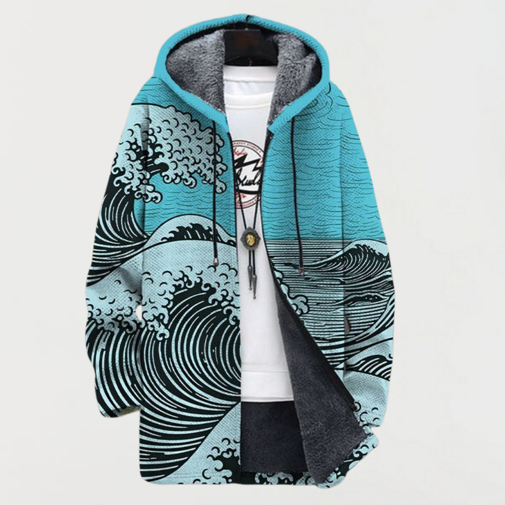Kathrin | Wave-Design Hooded Cardigan