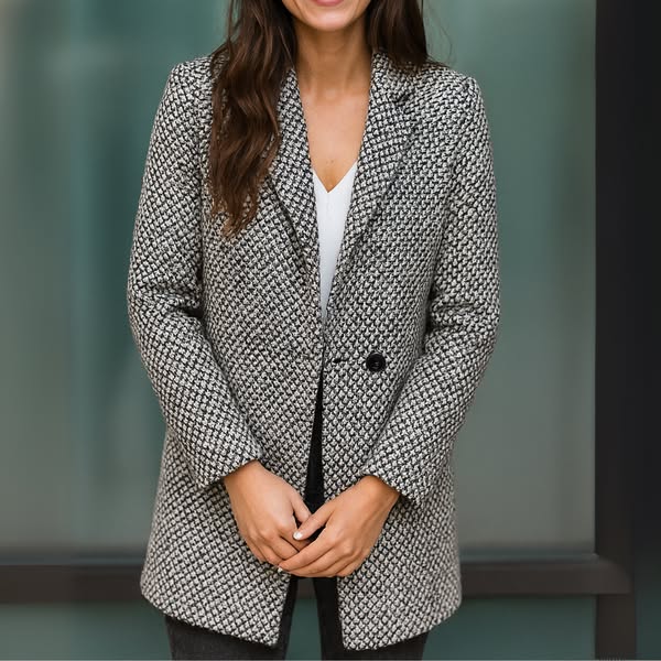 Victoria | Black and White Bouclé Coat