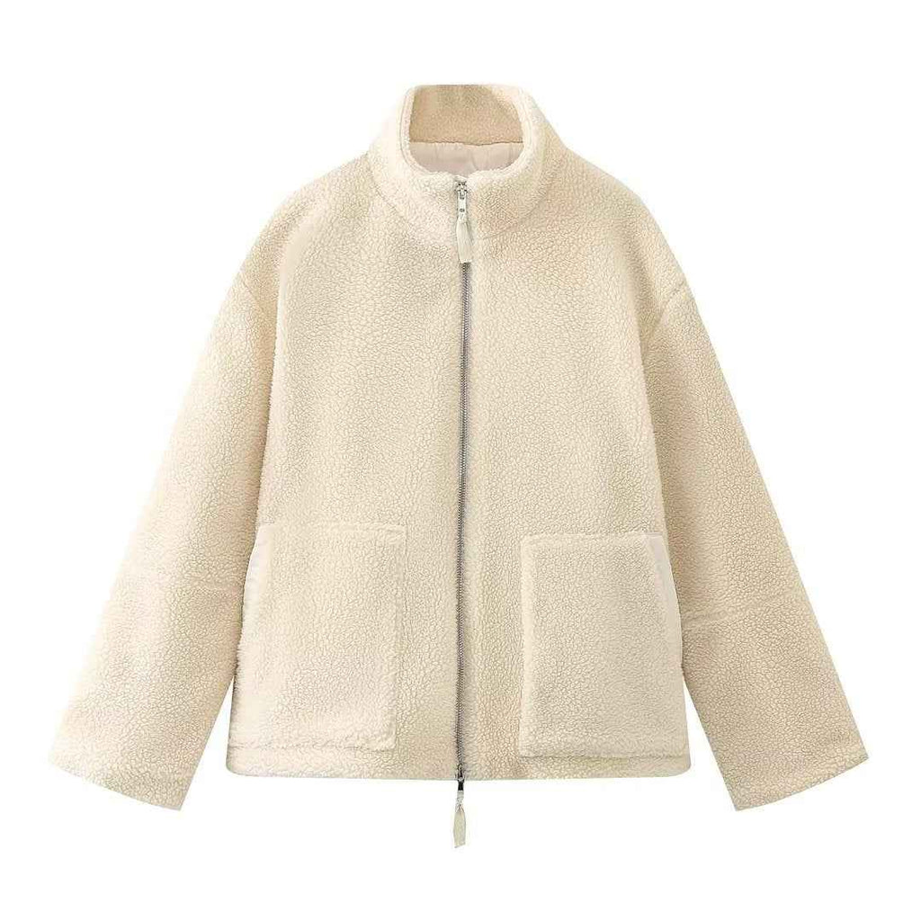 Amanda | Oversized Teddy Jacket with Stand Collar