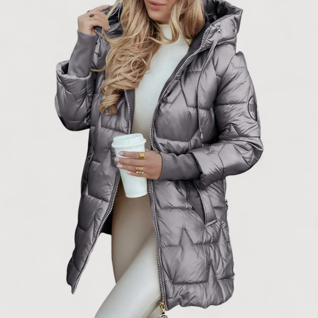 Caroline | Hooded Quilted Long Coat