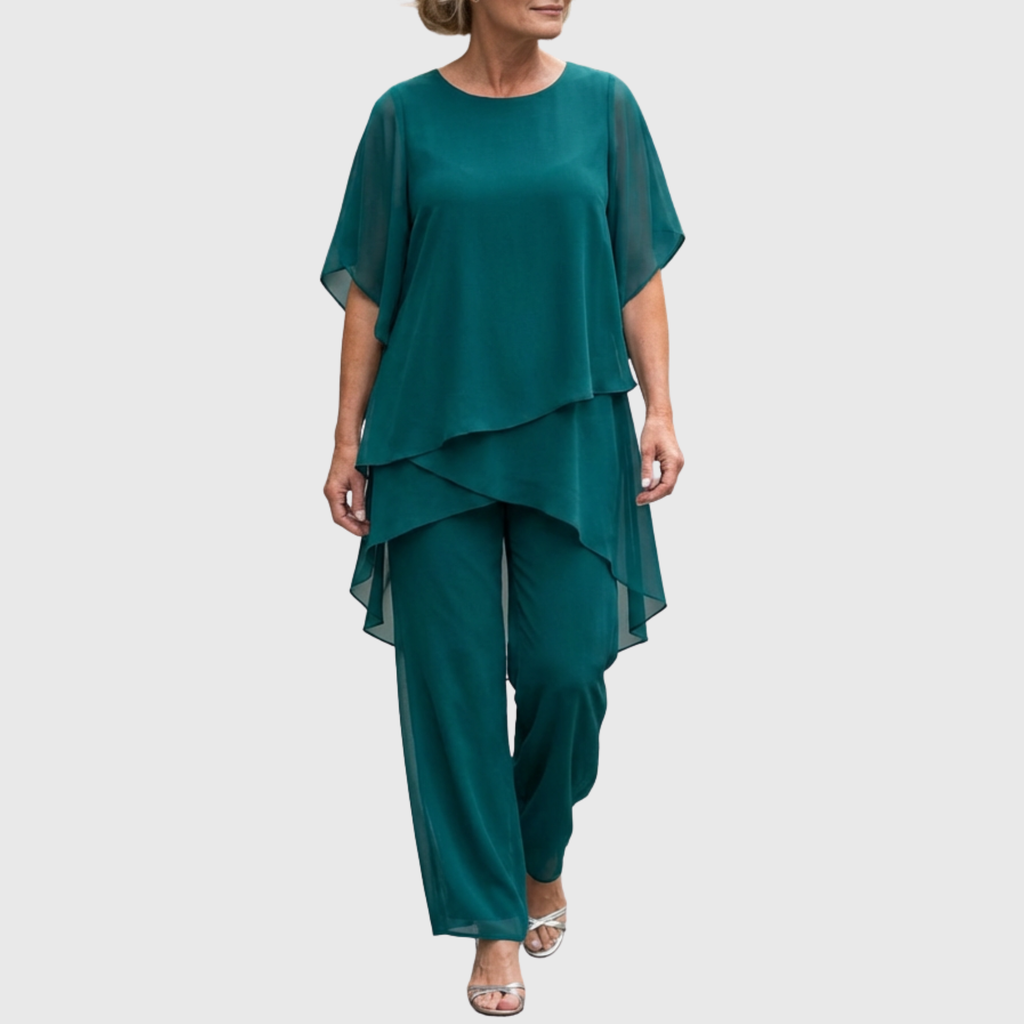 Linda | Suit with draped palazzo pants