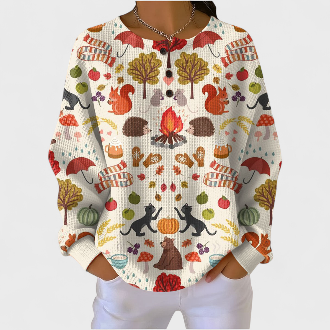 Béatrice | Cream Autumn Forest Sweater