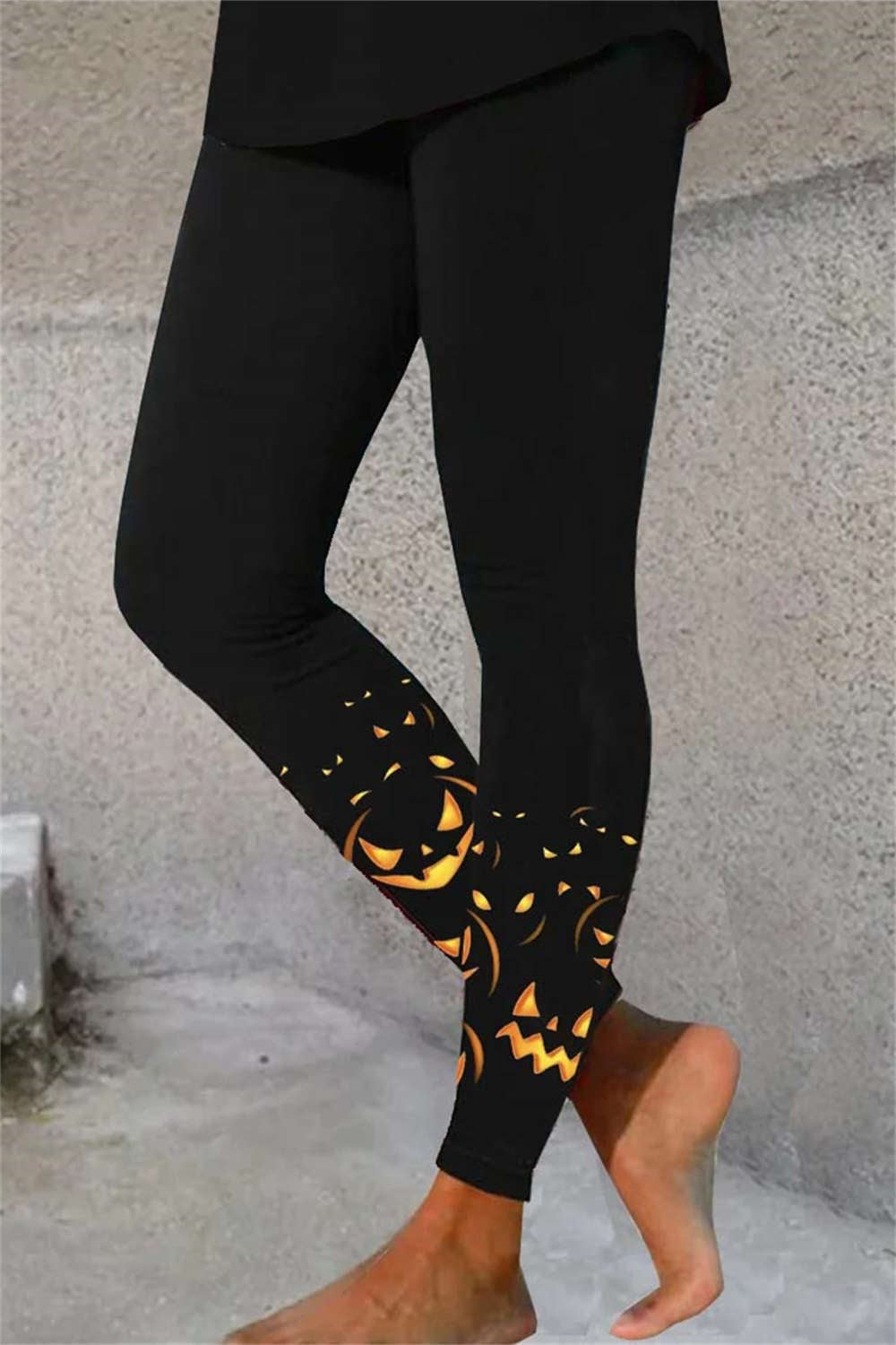 Lily | Halloween-Inspired Black Pumpkin Print High Waist Ankle Length Legging