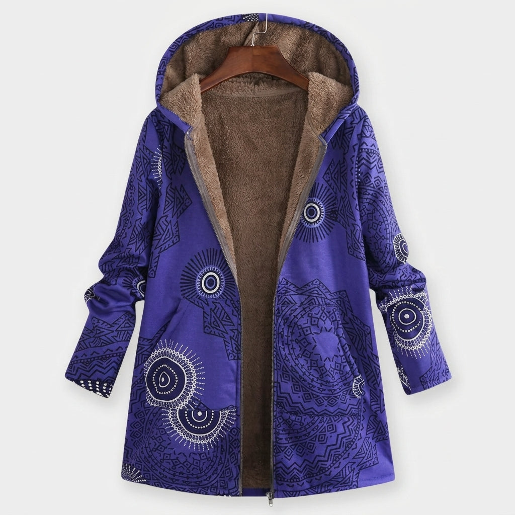 Luna | Navy Mandala Fleece Hoodie
