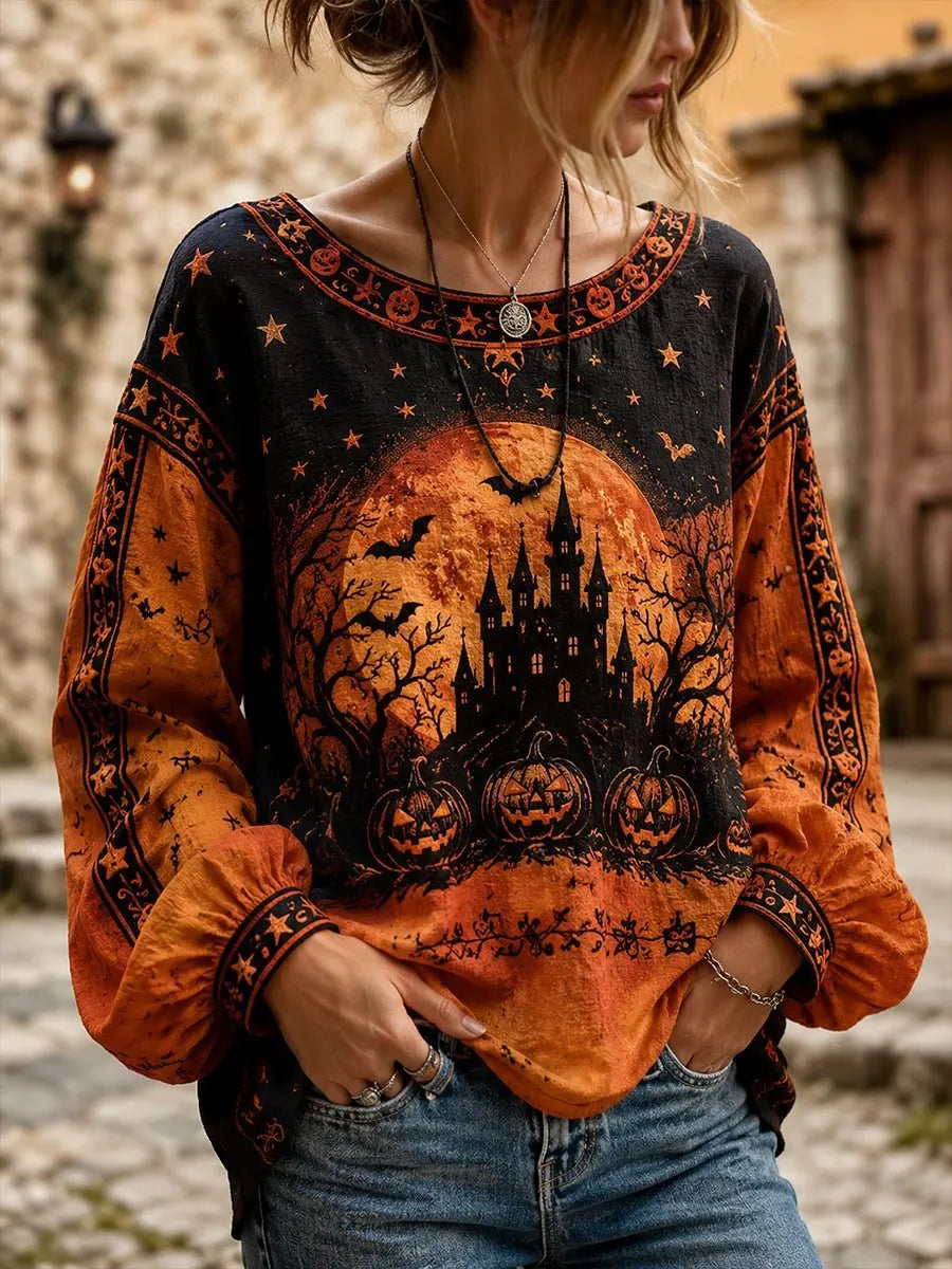 Cecilia | Halloween-Inspired Print Gothic Top