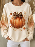 Eva | Halloween Casual Bow Pumpkin Graphic Versatile Sweatshirt