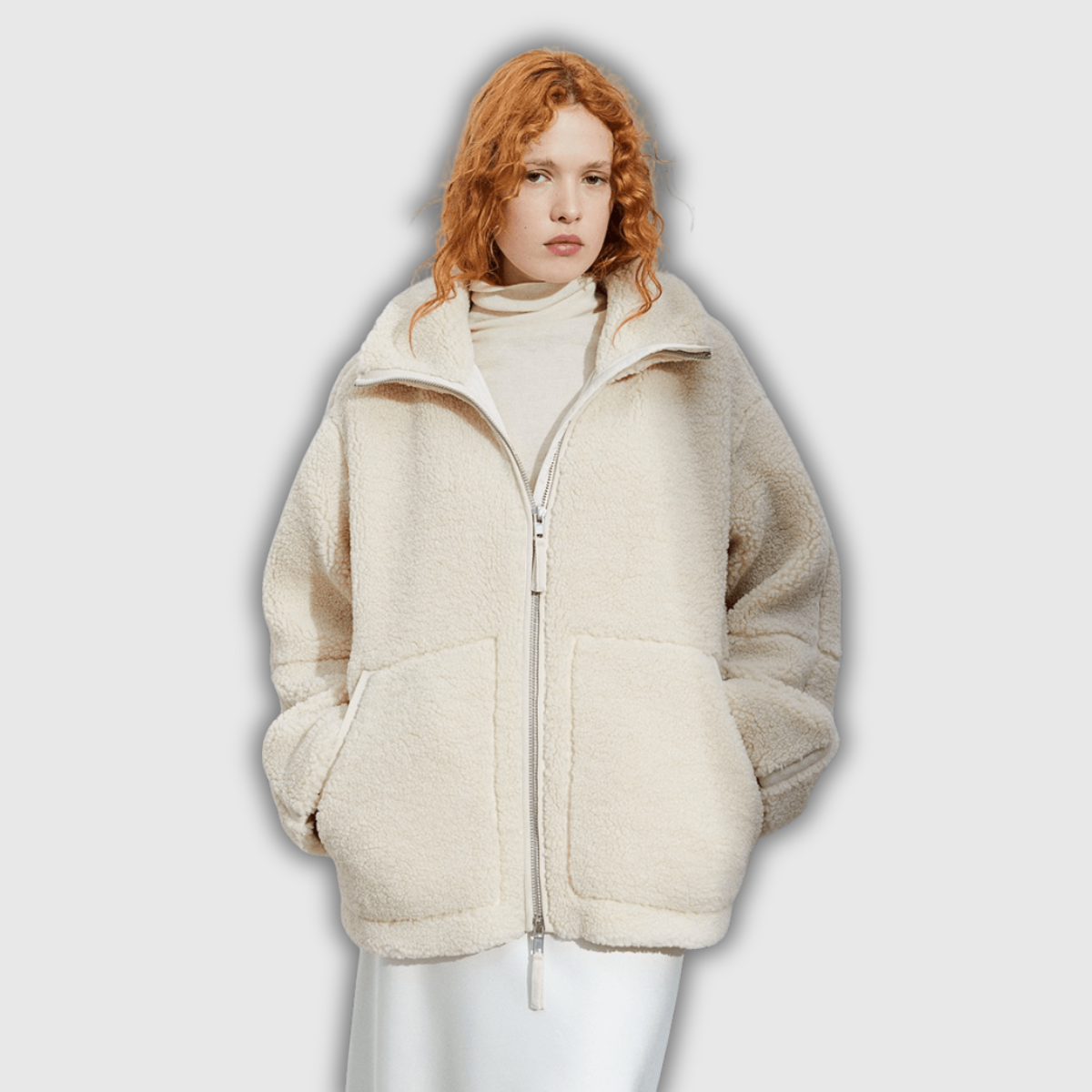 Amanda | Oversized Teddy Jacket with Stand Collar