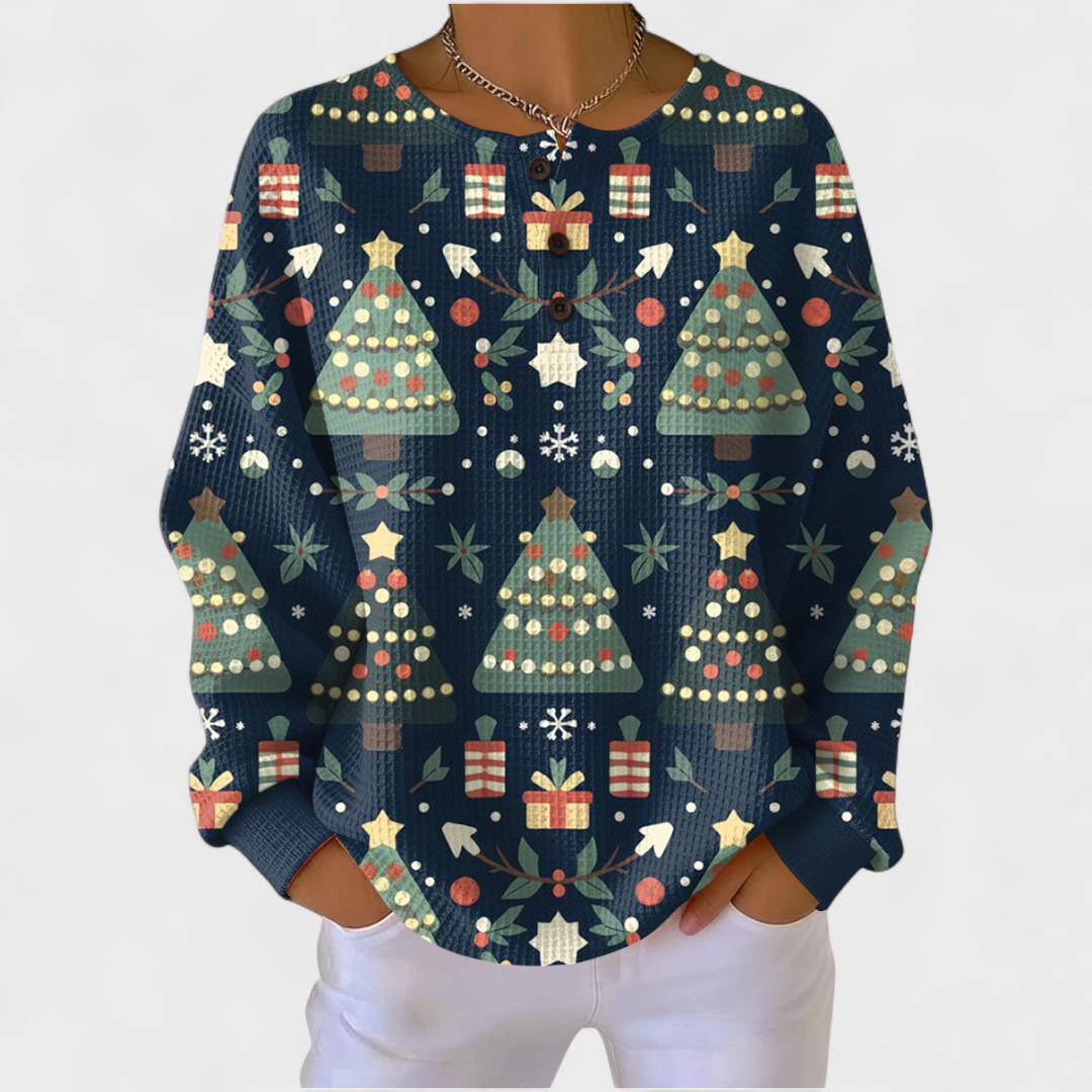Fanny | Navy Christmas Tree Sweater