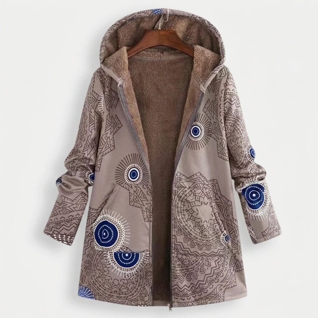 Chloe | Neutral Patterned Fleece Coat