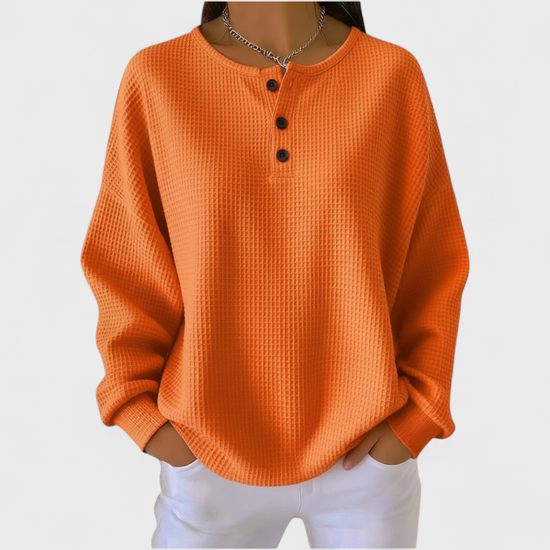 Hélène | Orange Waffle-Knit Sweater