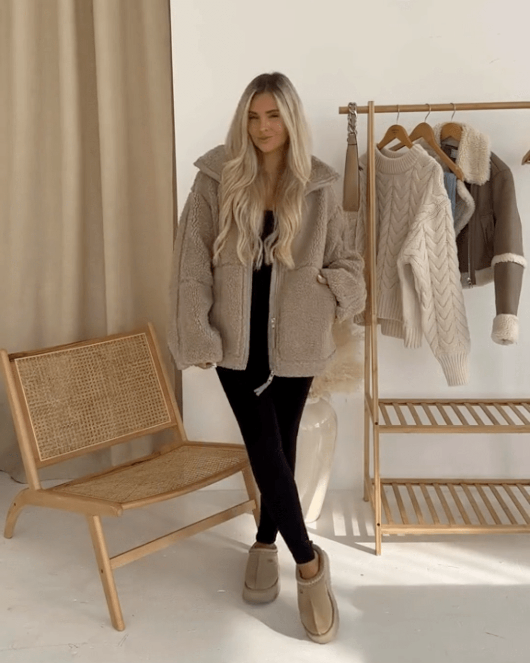 Amanda | Oversized Teddy Jacket with Stand Collar