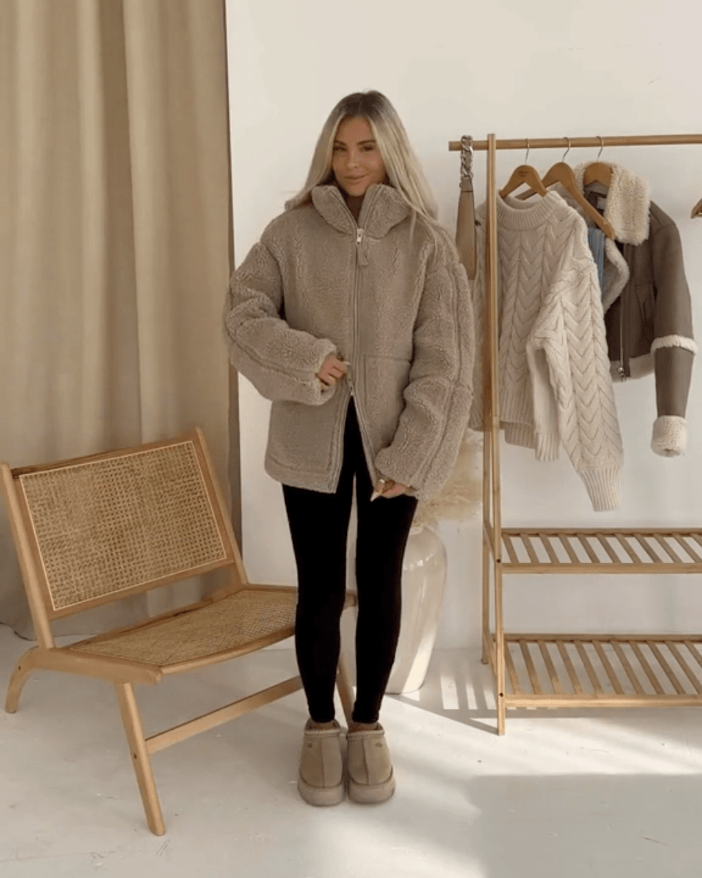 Amanda | Oversized Teddy Jacket with Stand Collar