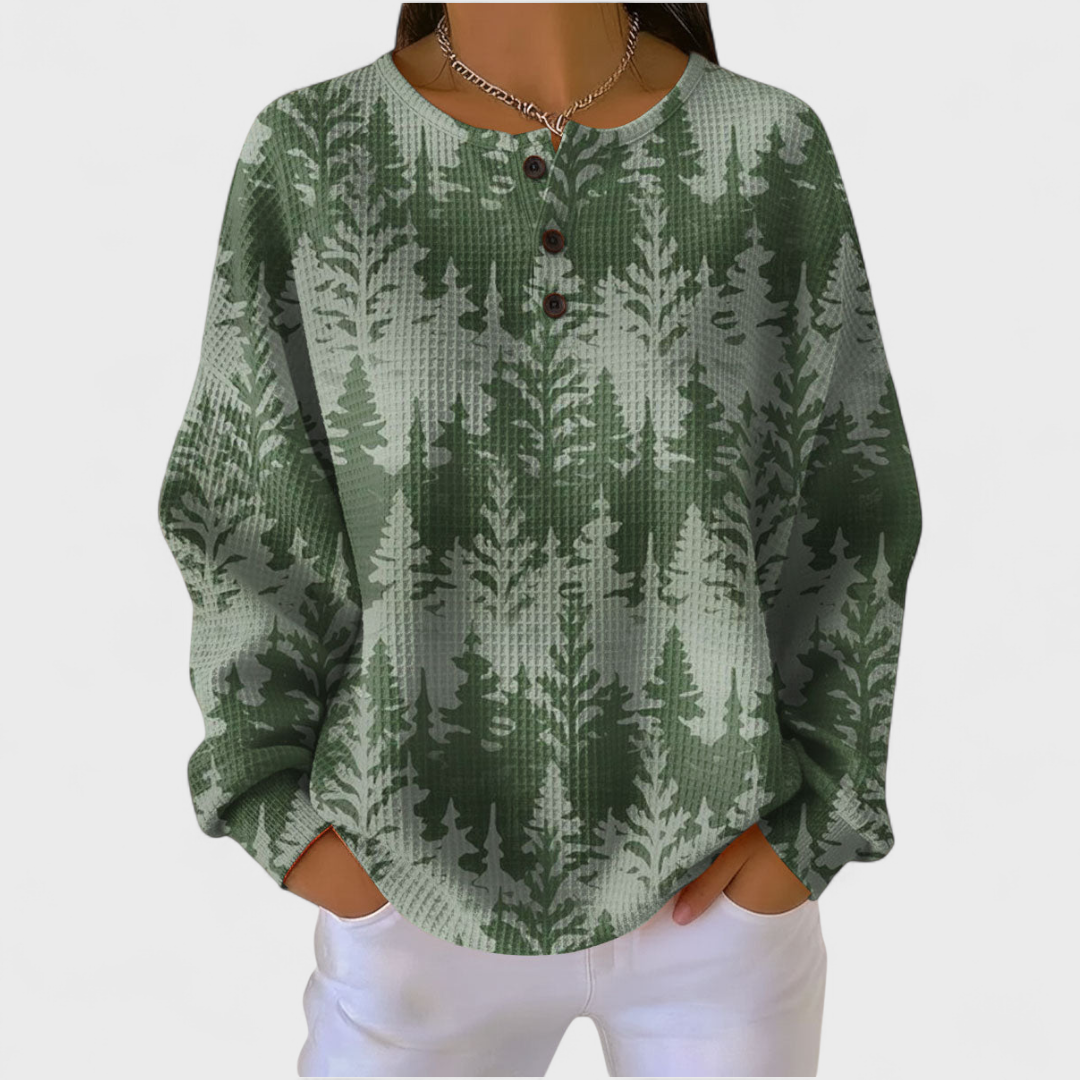 Inès | Green Classic Tree Sweater