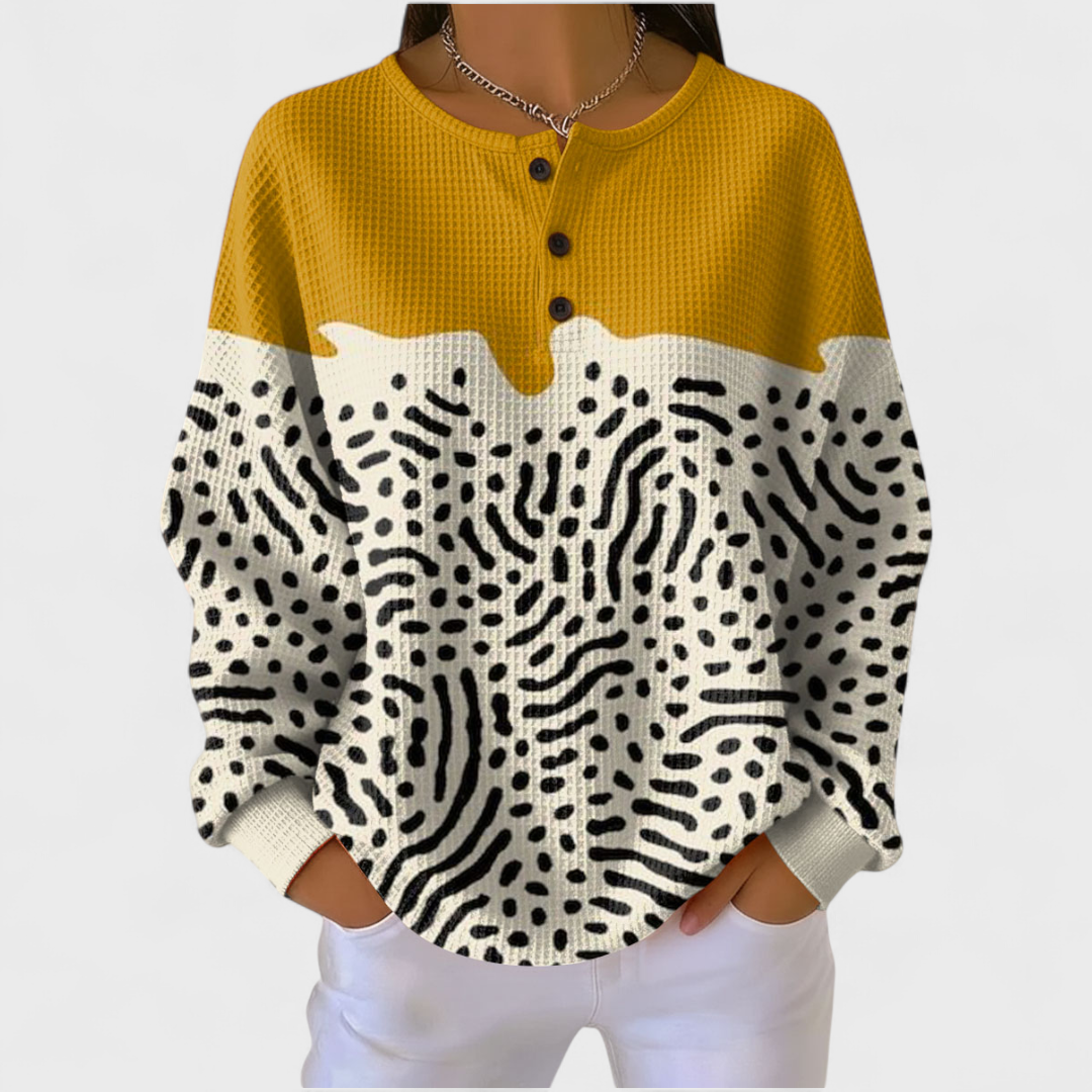 Liv | Yellow and White Animal-Print Sweater
