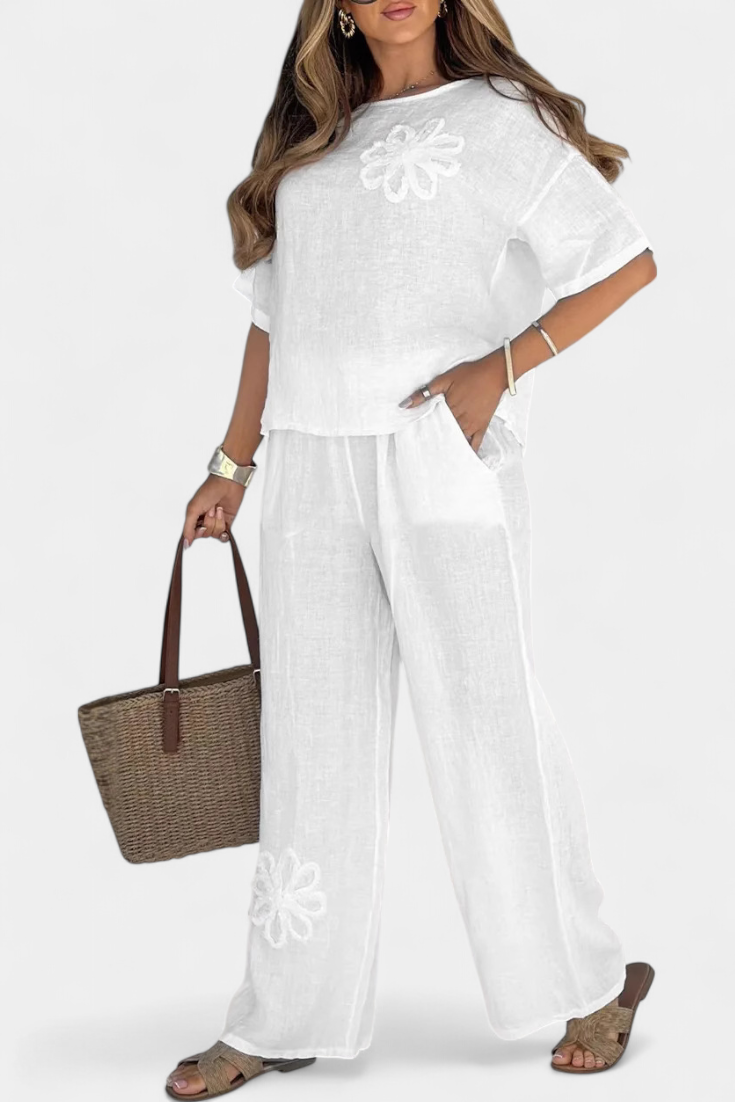 Embroidered Linen Set - Natalia Casual Collection