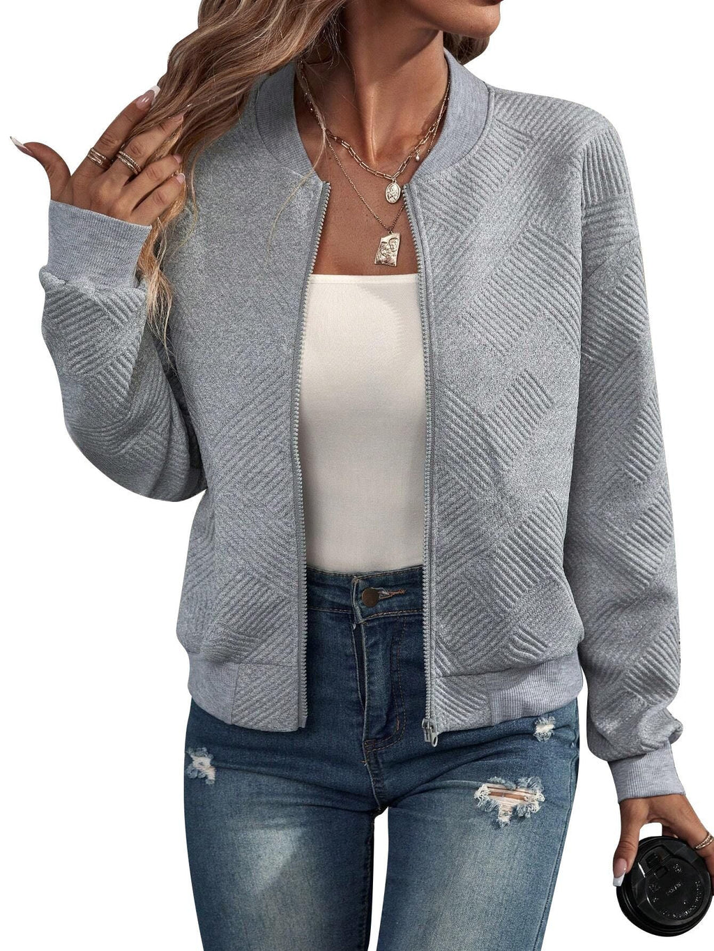 Kayla | Textured Bomber Jacket