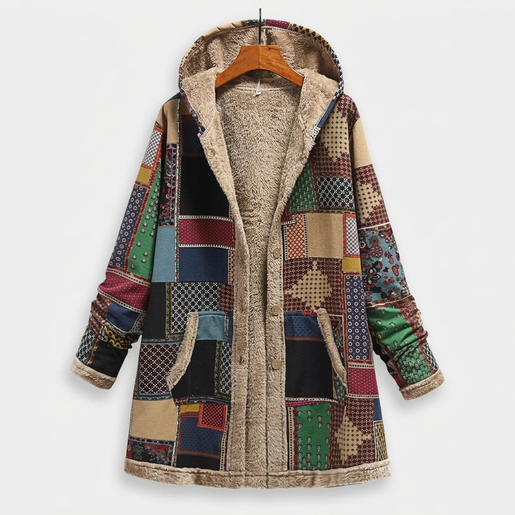 Willow | Earth-Tone Patchwork Fleece Pullover