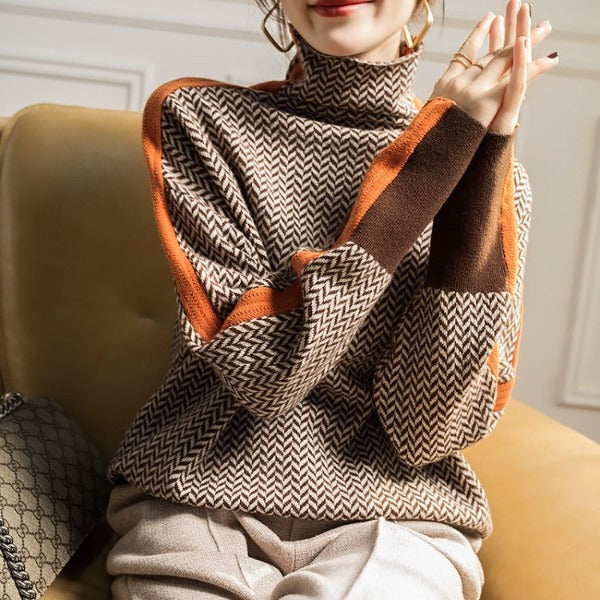 Cordula | Herringbone Turtleneck Sweater