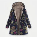 Nora | Navy Floral Fleece Coat