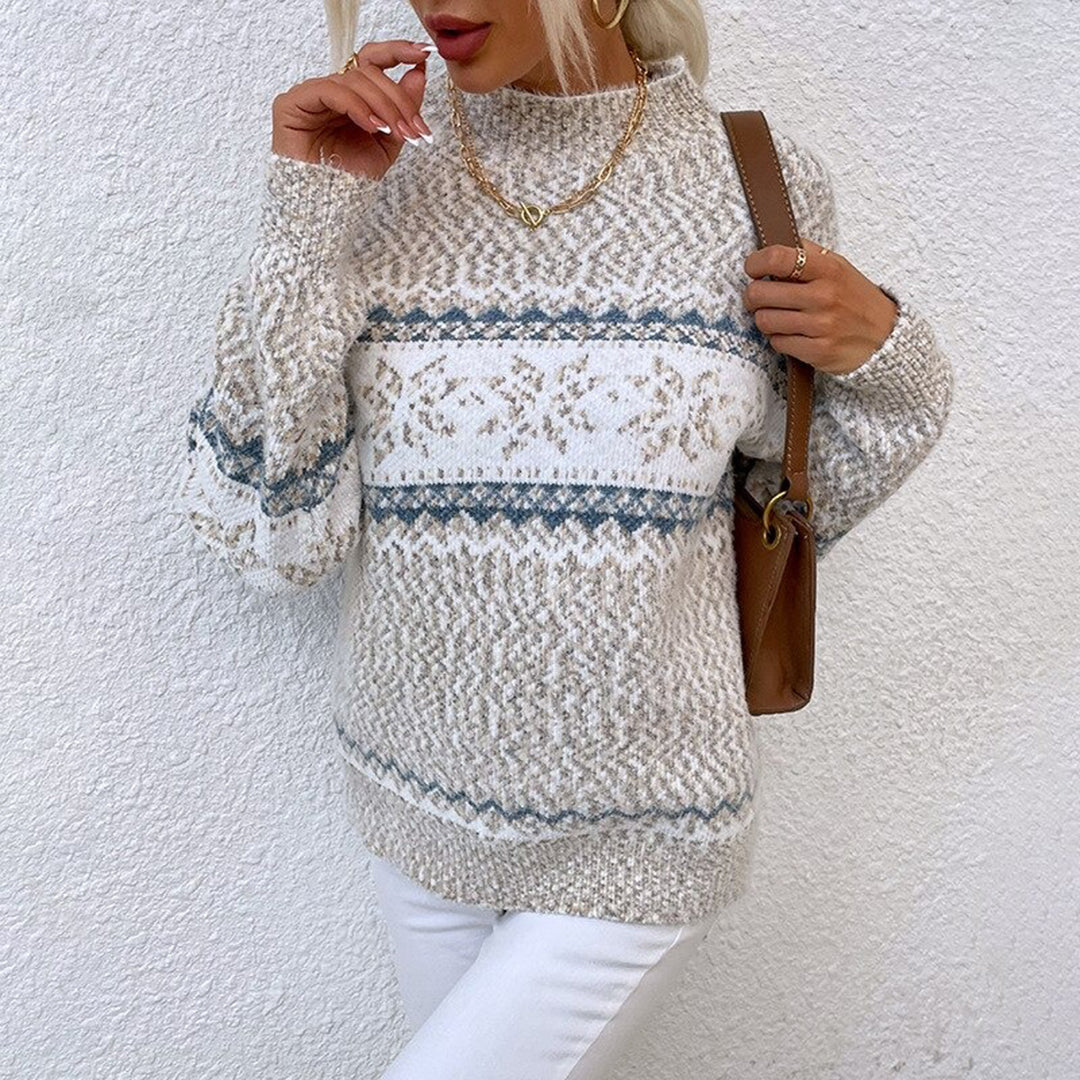 Astrid | Fair Isle Shawl-Collar Sweater