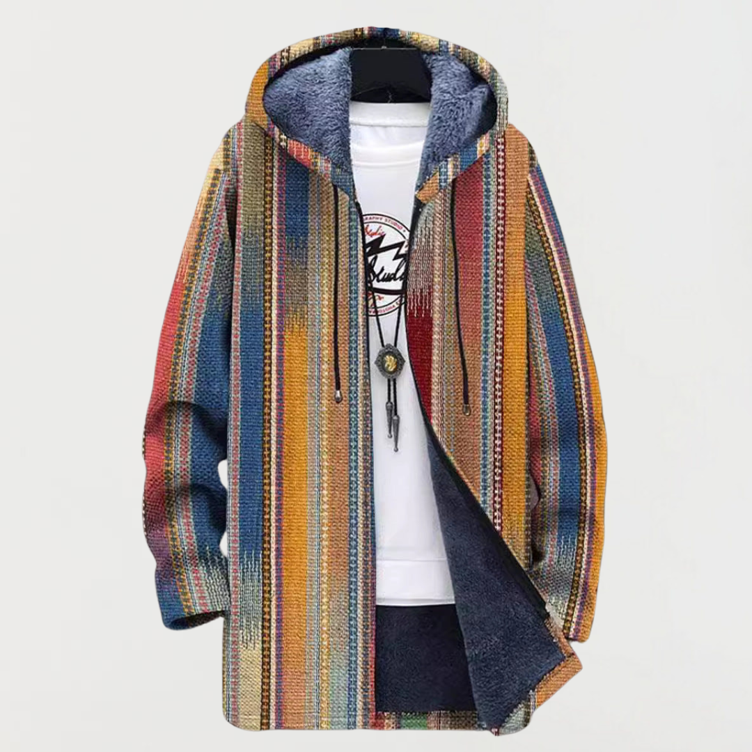 Nelli | Vertical-Stripe Hooded Cardigan