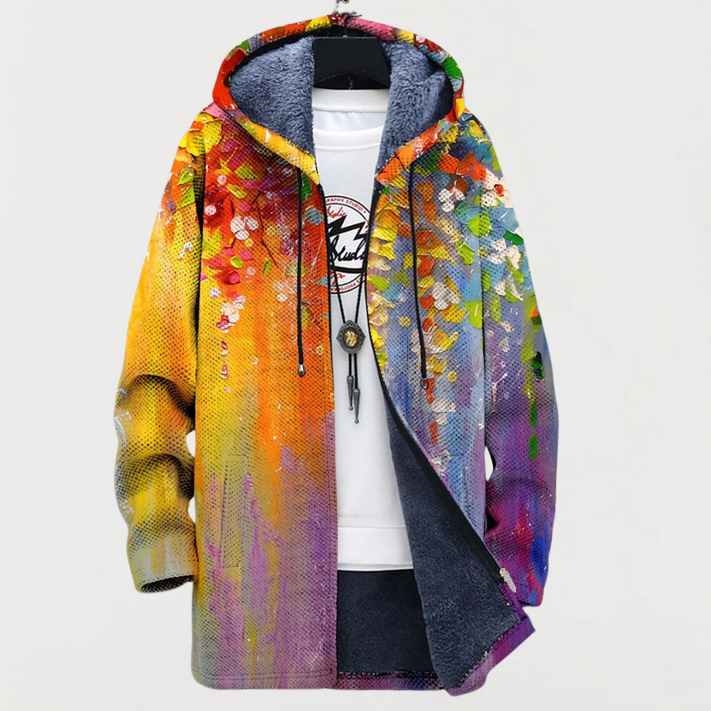 Gesine | Gradient Splatter-Print Hooded Cardigan