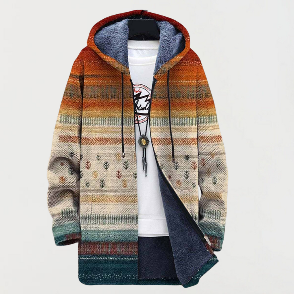 Harriet | Autumn-Stripe Hooded Cardigan