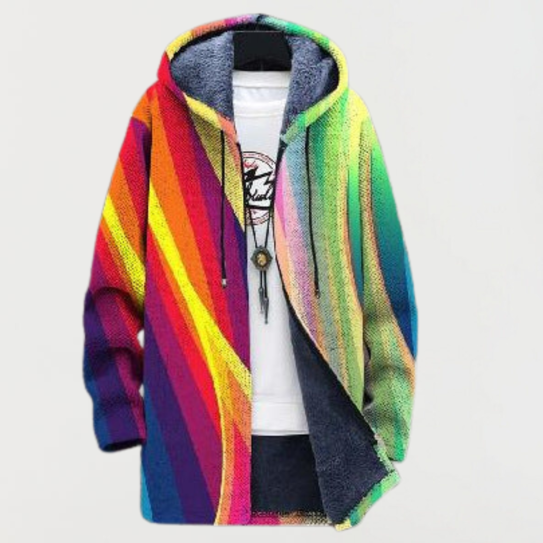 Antonia | Rainbow-Stripe Hooded Cardigan