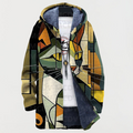 Xenia | Cubist Cat-Print Hooded Cardigan