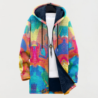 Abstract Color-Block Hooded