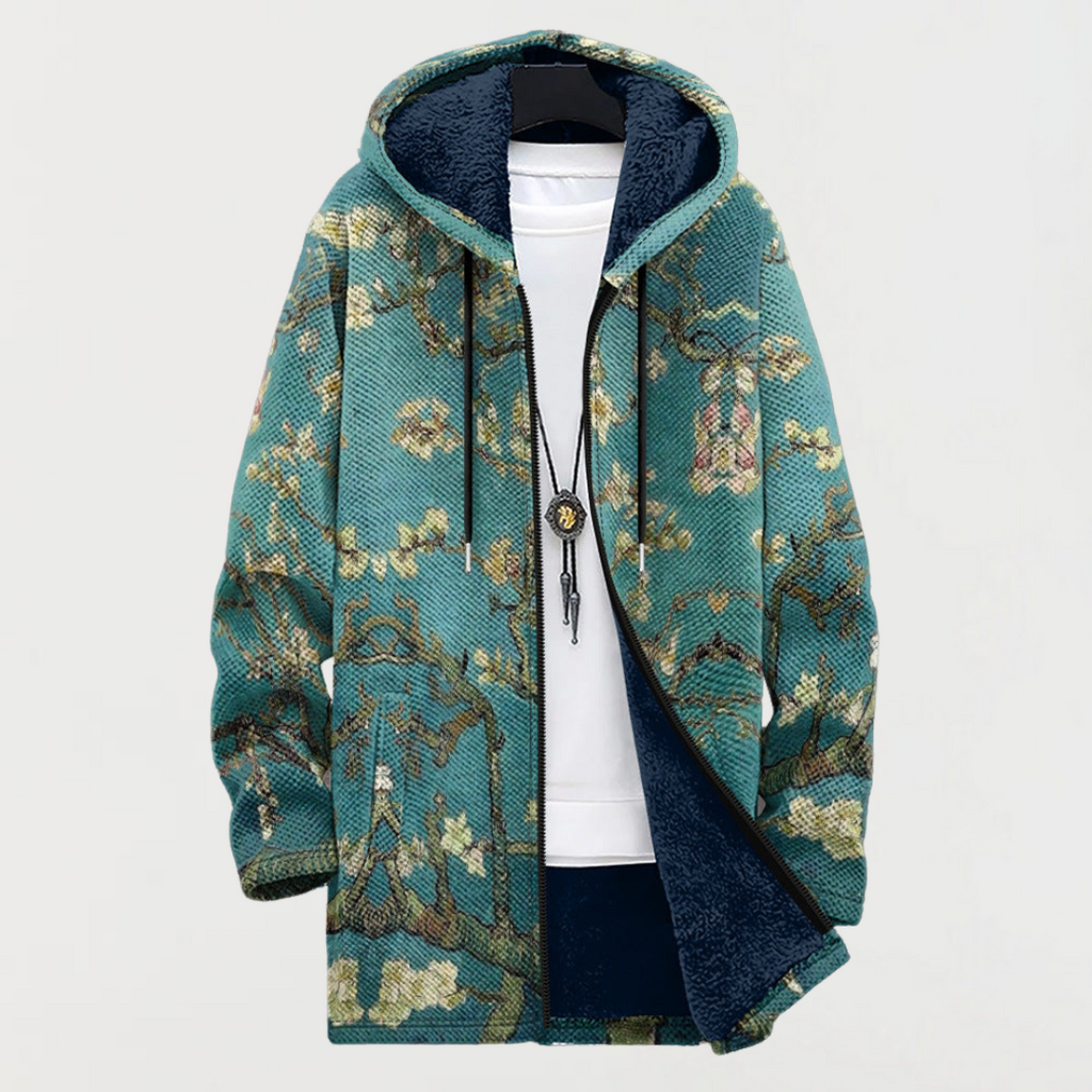 Iris | Floral-Print Hooded Cardigan
