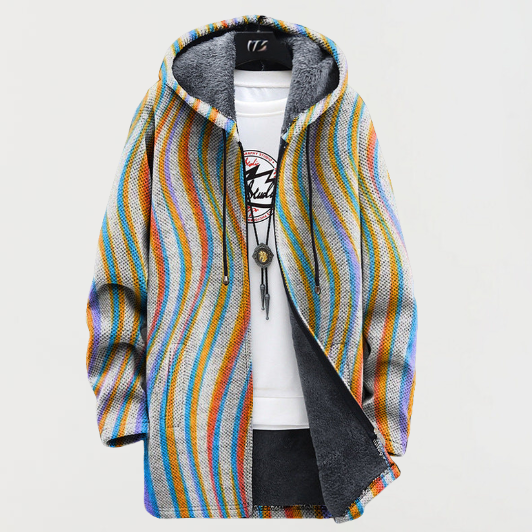 Oda | Pastel-Stripe Hooded Cardigan